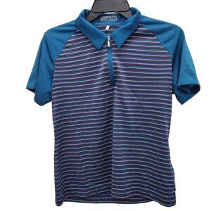 Nike NikeGolf NikeFit Dry Women's Teal Retro Stripe Breathable‎ SS Polo Shirt M